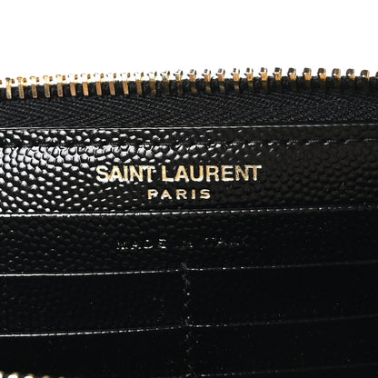 Saint Laurent Grain De Poudre Matelasse Chevron Monogram Zip Around Wallet Black 7 of 8