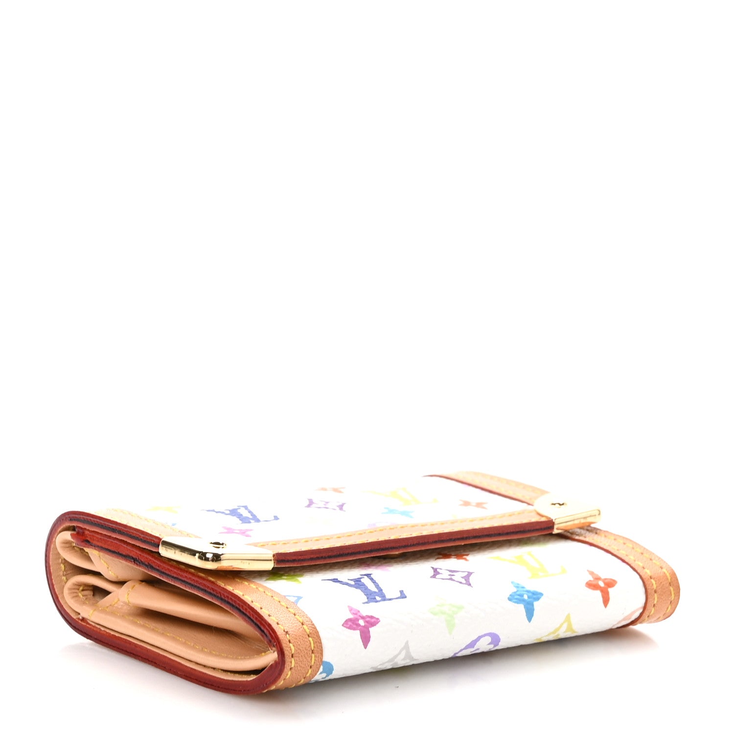 Louis Vuitton Monogram Multicolor Porte-Monnaie Plat Coin Purse White 4 of 6