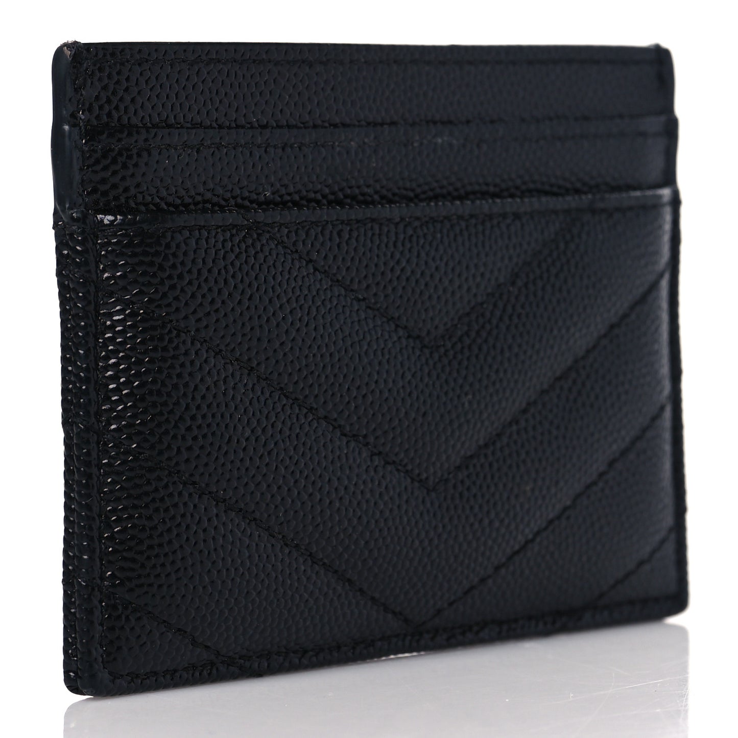 Grain De Poudre Matelasse Chevron Monogram Credit Card Case Black