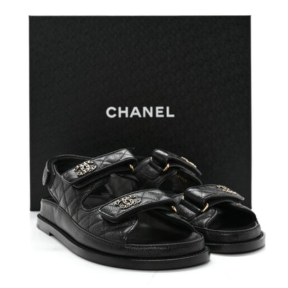 Chanel Grained Calfskin Velcro Dad Sandals 38 Black 11 of 11