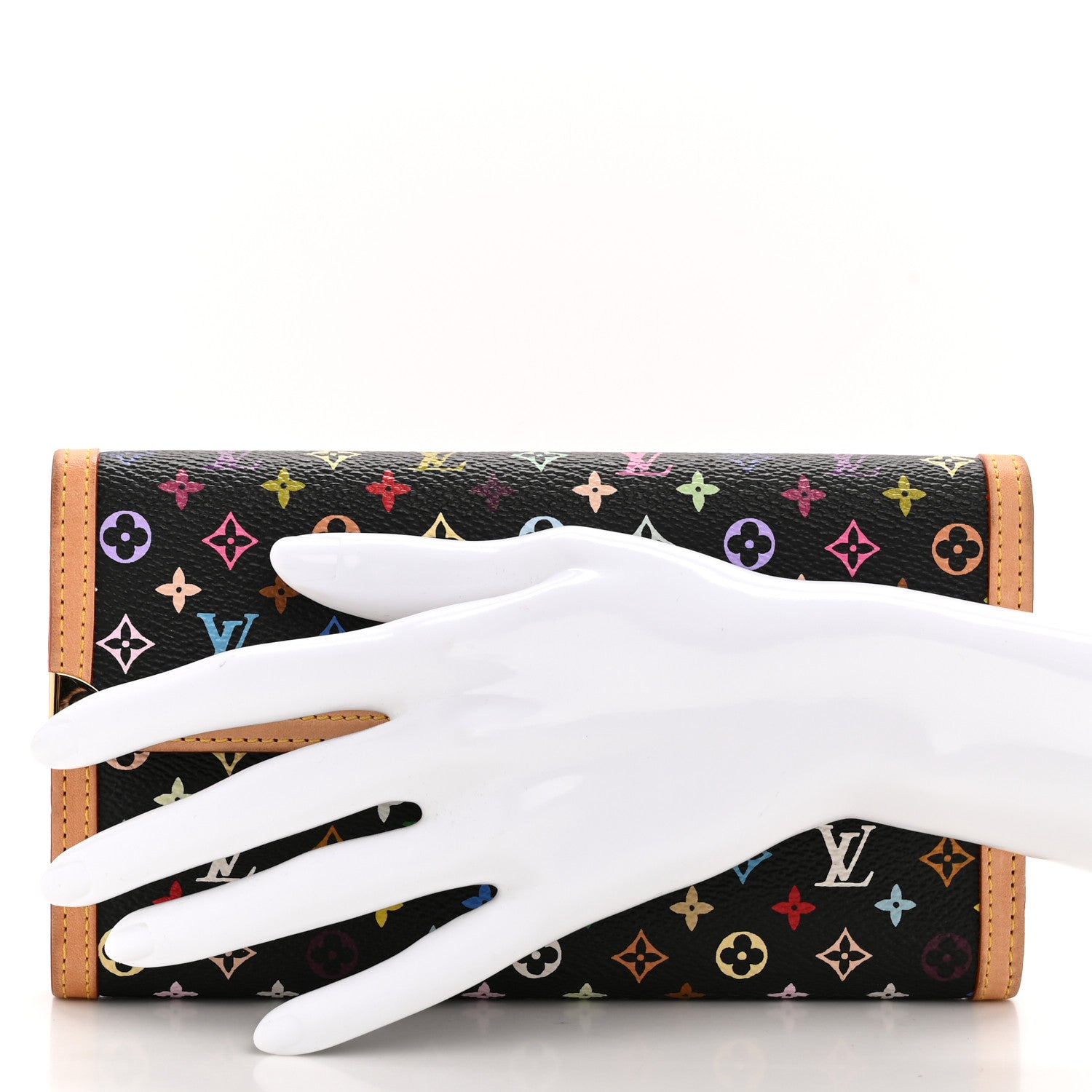 Louis Vuitton Monogram Multicolor Porte Tresor International Wallet Black 2 of 10