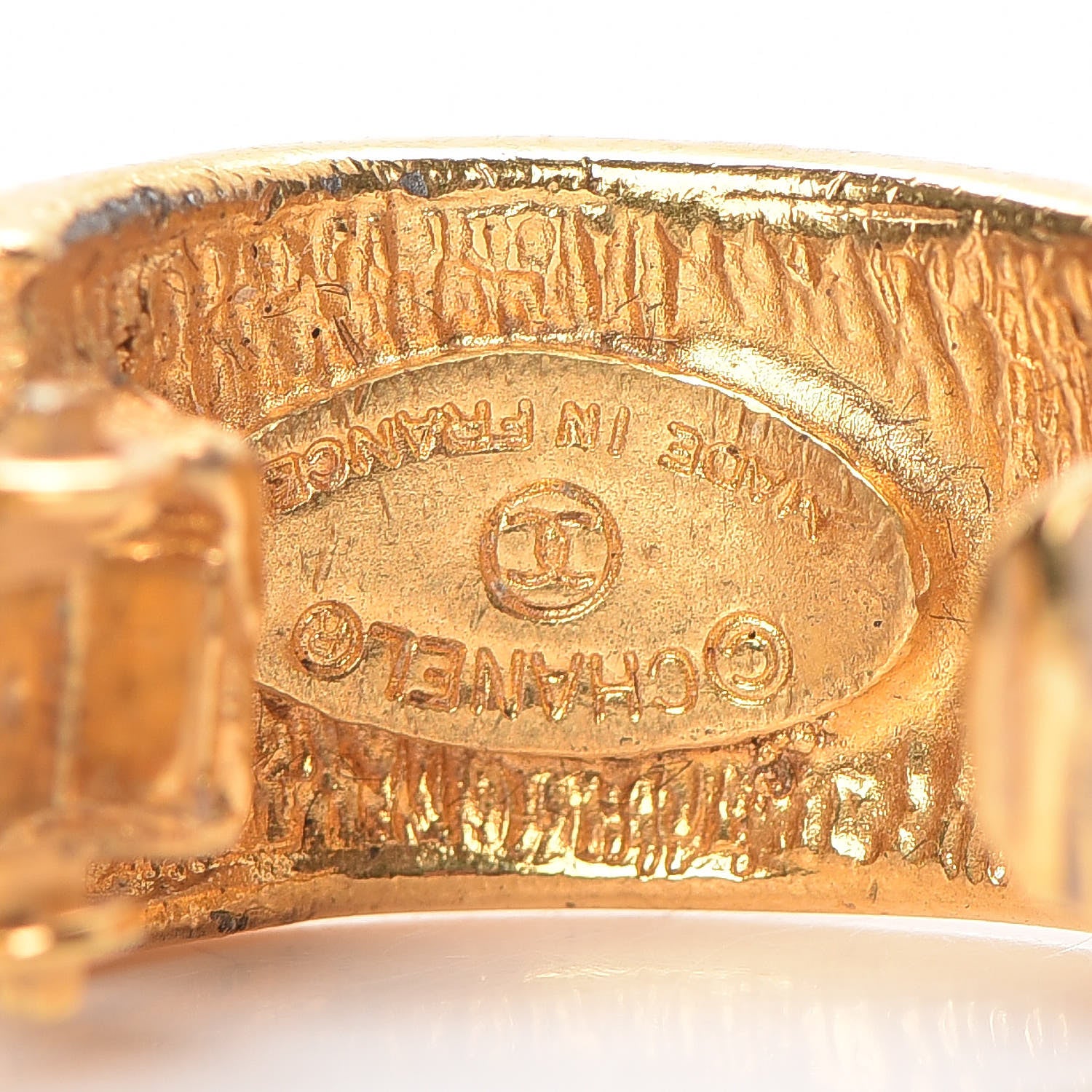Chanel Quilted Hoop Clip On Earrings Gold 4 of 5