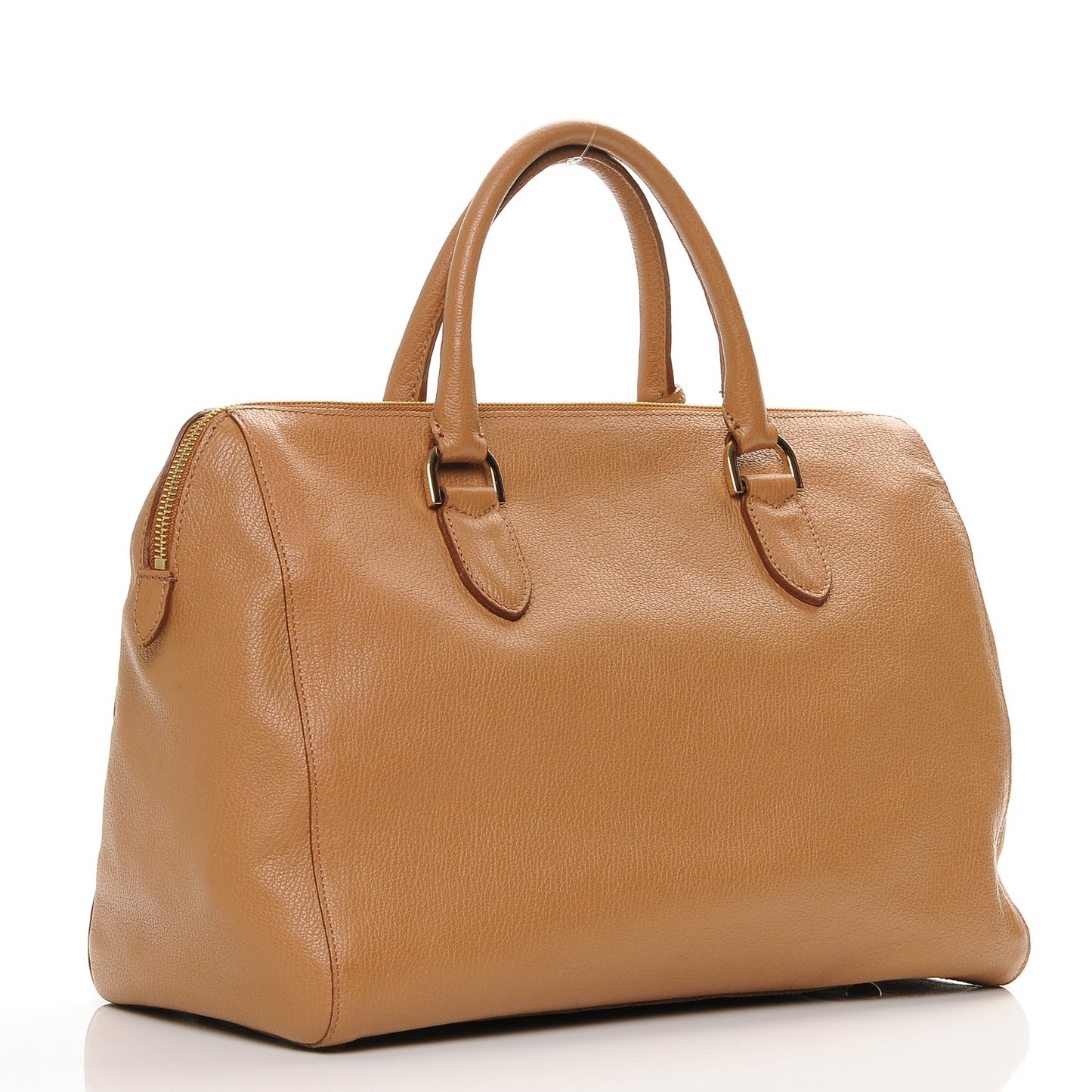 Glossy Goatskin Medium Del Rey Satchel Fudge