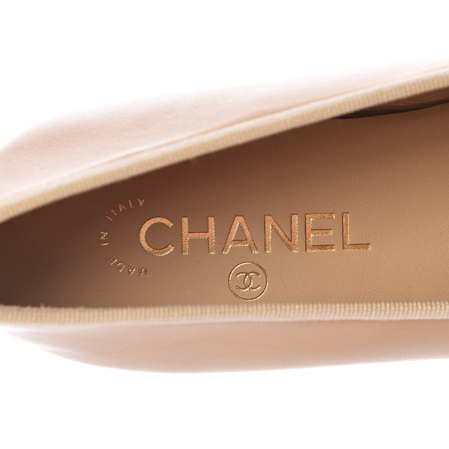Lambskin Cap Toe CC Ballerina Flats 41 Beige Black