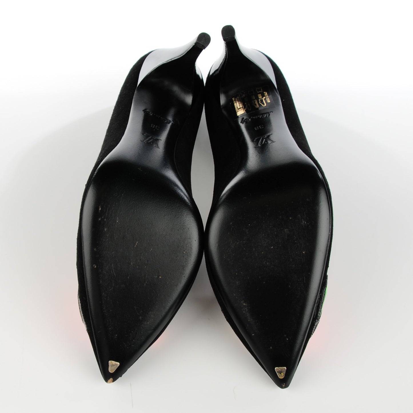 Suede Monogram Roses Pumps 38 Black