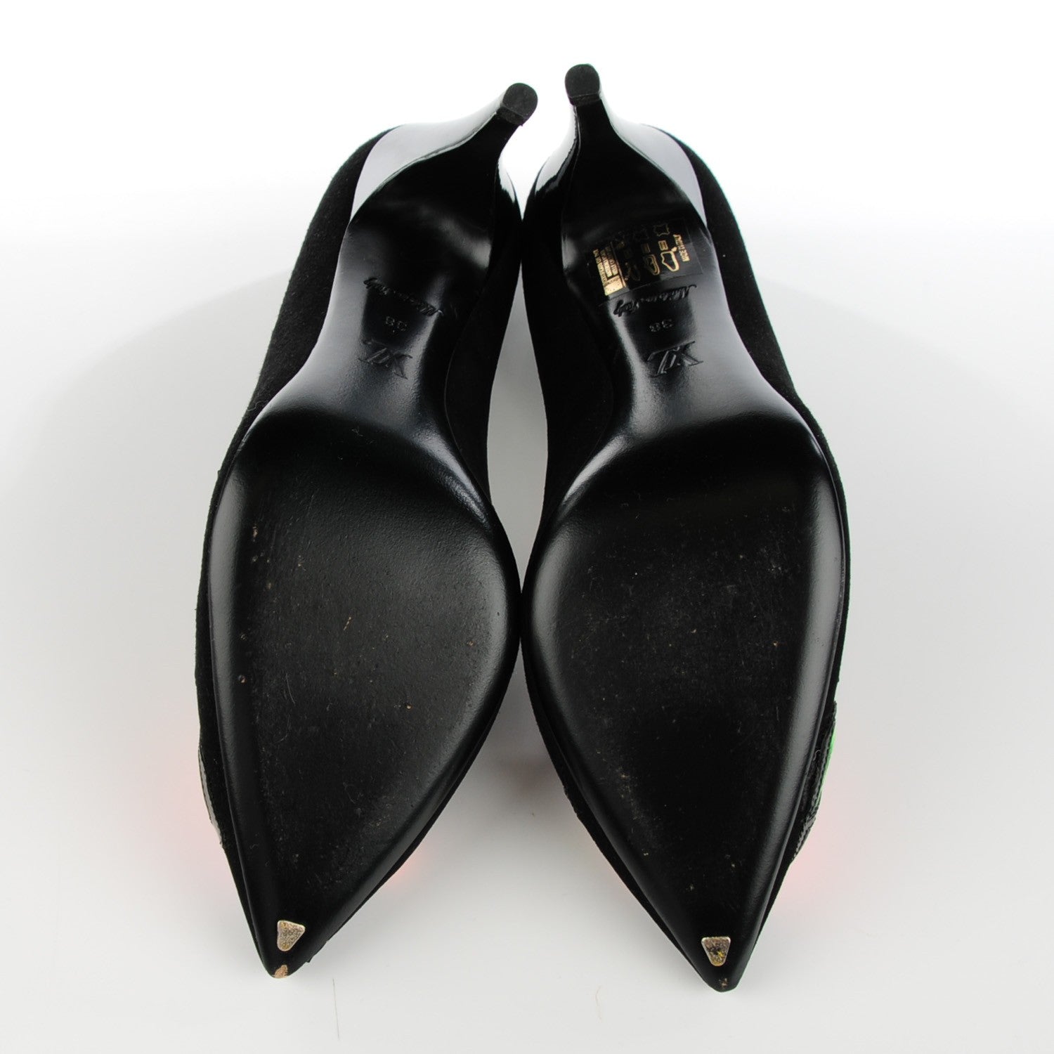 Louis Vuitton Suede Monogram Roses Pumps 38 Black 6 of 10
