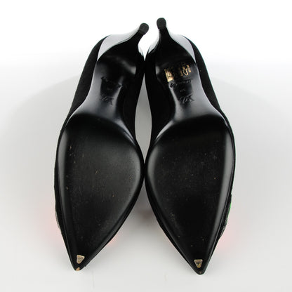 Louis Vuitton Suede Monogram Roses Pumps 38 Black 6 of 10