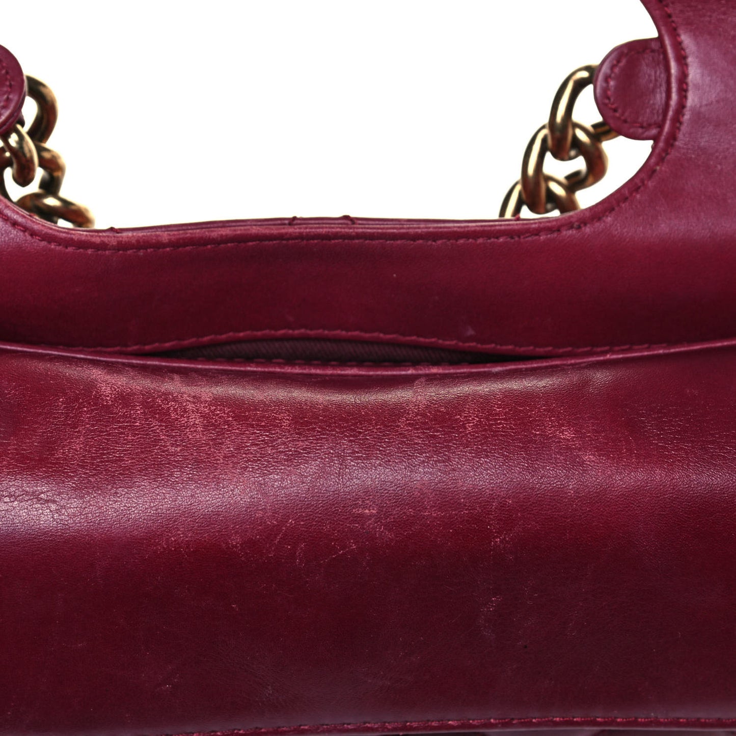 Glazed Calfskin Quilted Large Perfect Edge Flap Red