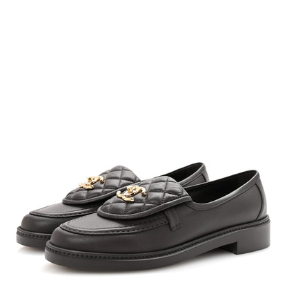 Chanel Lambskin Quilted CC Turnlock Loafers 38.5 Dark Brown 4 of 10