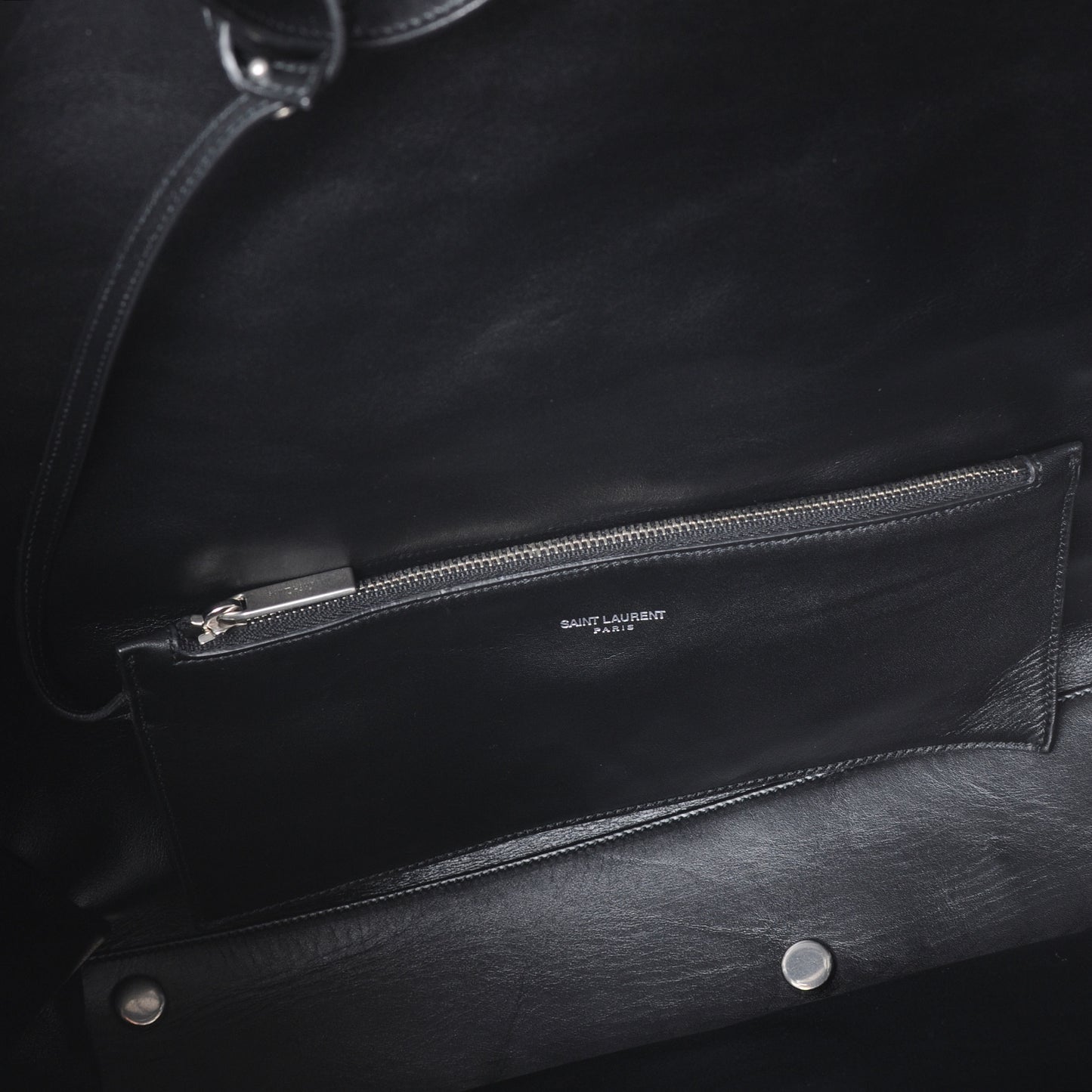 Suede Leather Reversible Shopper Tote Black