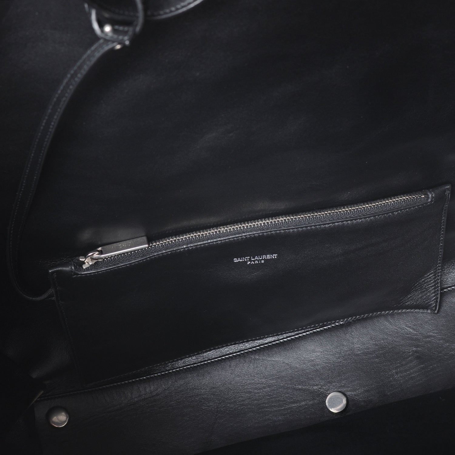 Saint Laurent Suede Leather Reversible Shopper Tote Black 7 of 7