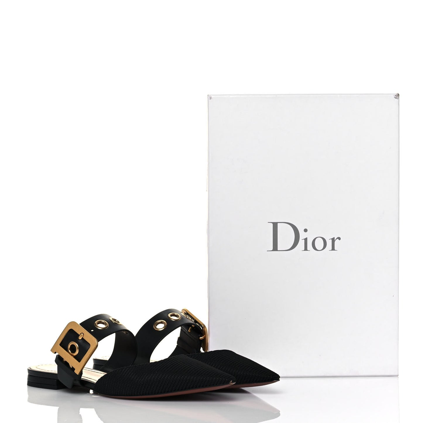 Technical Fabric D-Dior Ballerina Flat Mule 36 Black