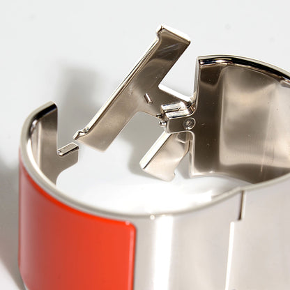 Hermes Enamel Extra Wide Clic H Bracelet PM Orange Fruite White 4 of 6