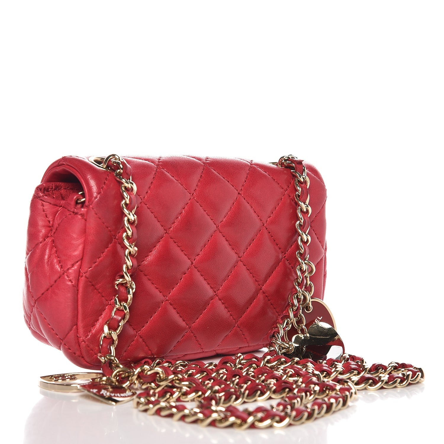 Chanel Lambskin Quilted Extra Mini Flap Heart Valentine Charms Red 3 of 9