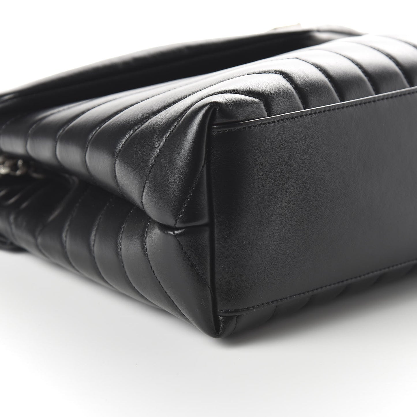 Calfskin Y Quilted Monogram Medium Loulou Chain Satchel Black