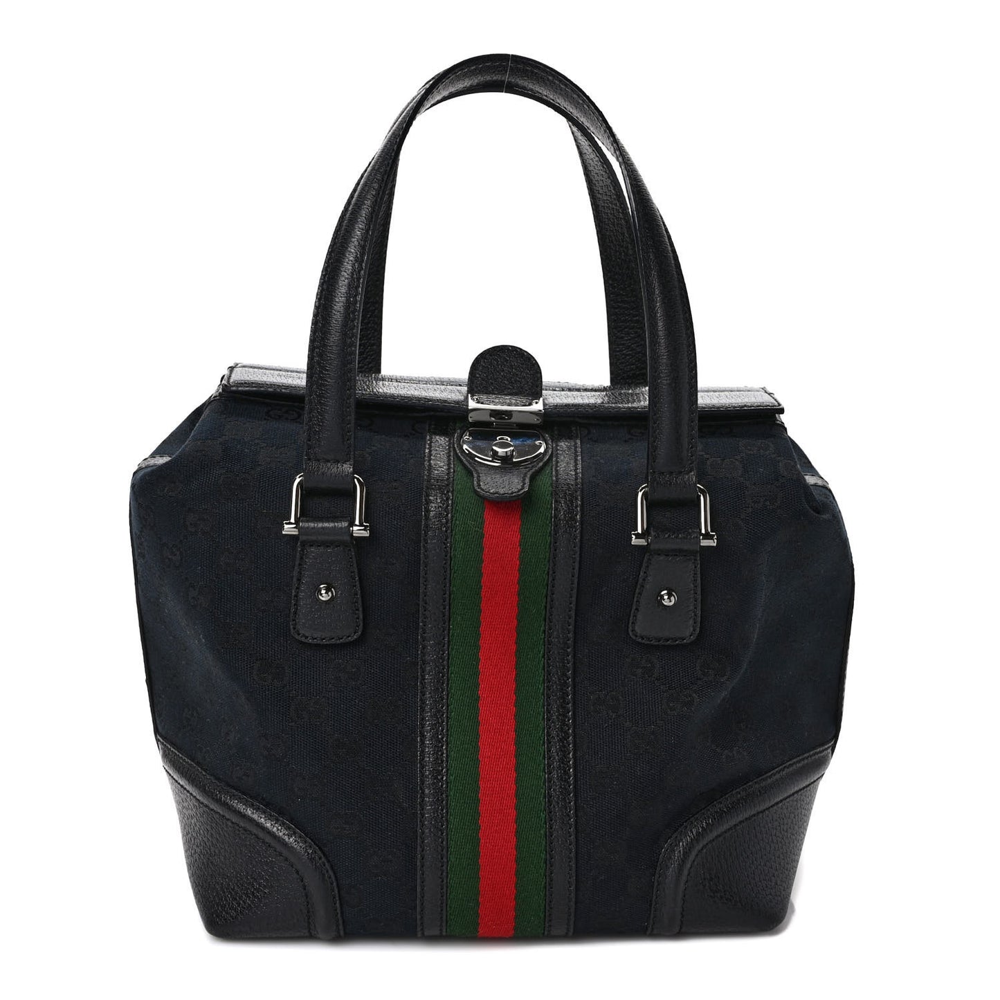 Monogram Web Treasure Boston Tote Black