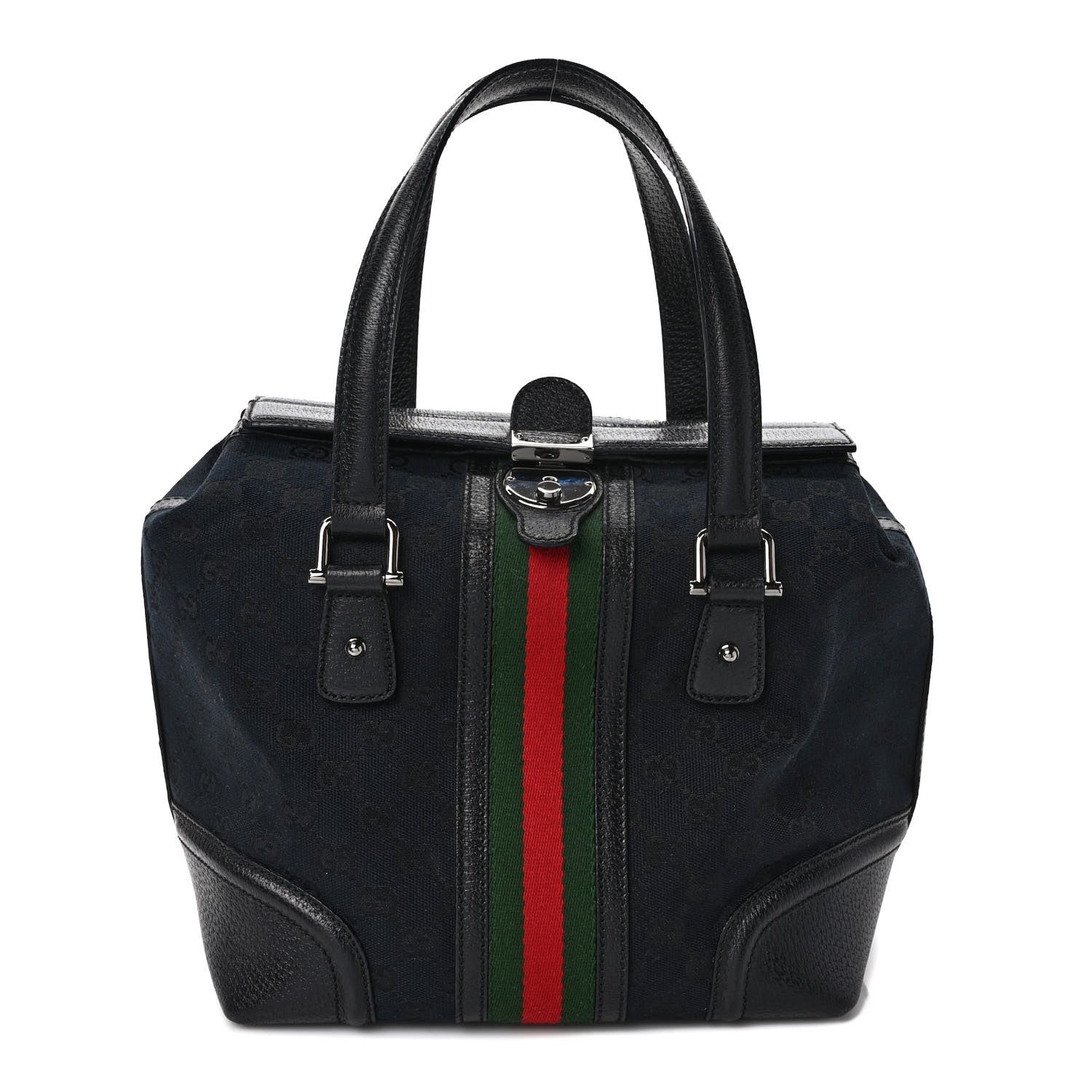 Gucci Monogram Web Treasure Boston Tote Black 1 of 11