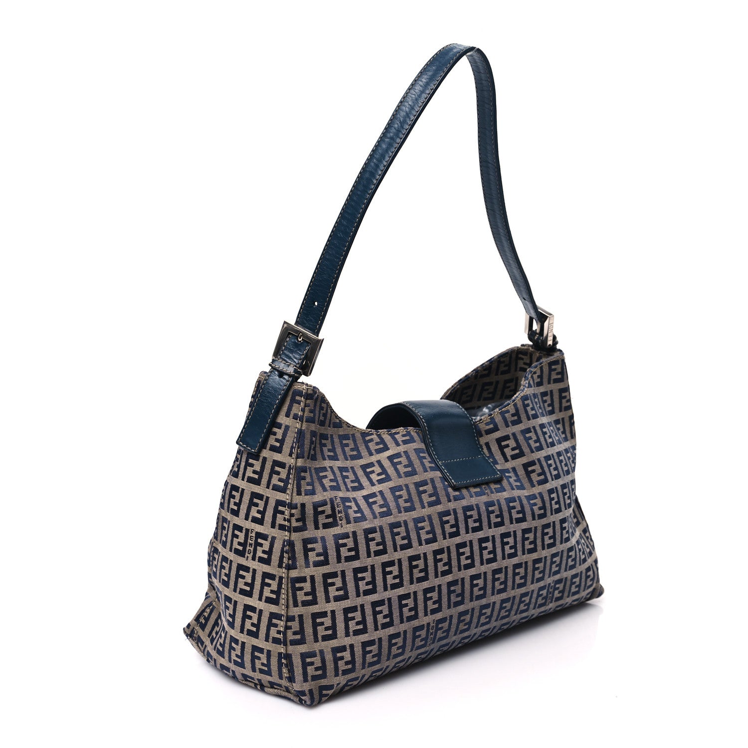 Fendi Zucchino Shoulder Bag Blue 3 of 12