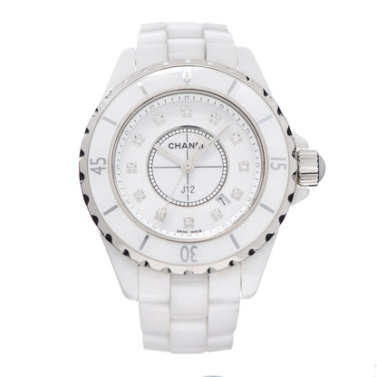 Chanel Stainless Steel Ceramic Diamond 33mm J12 Quartz Watch White 1 of 6