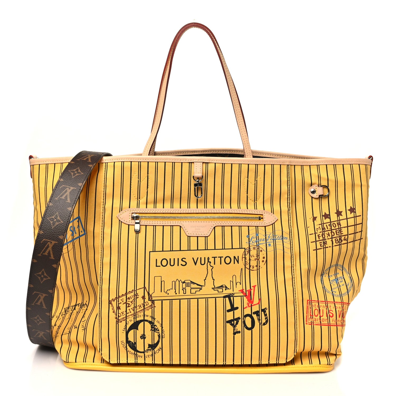 Louis Vuitton Monogram Stamped Inside Out NYC Neverfull Bandouliere GM Yellow 2 of 14