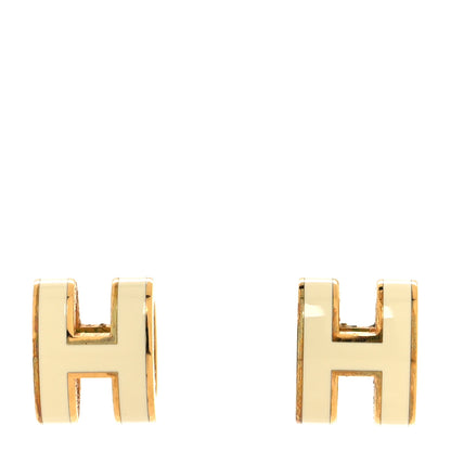 Hermes Gold Lacquered Mini Pop H Earrings White 1 of 6