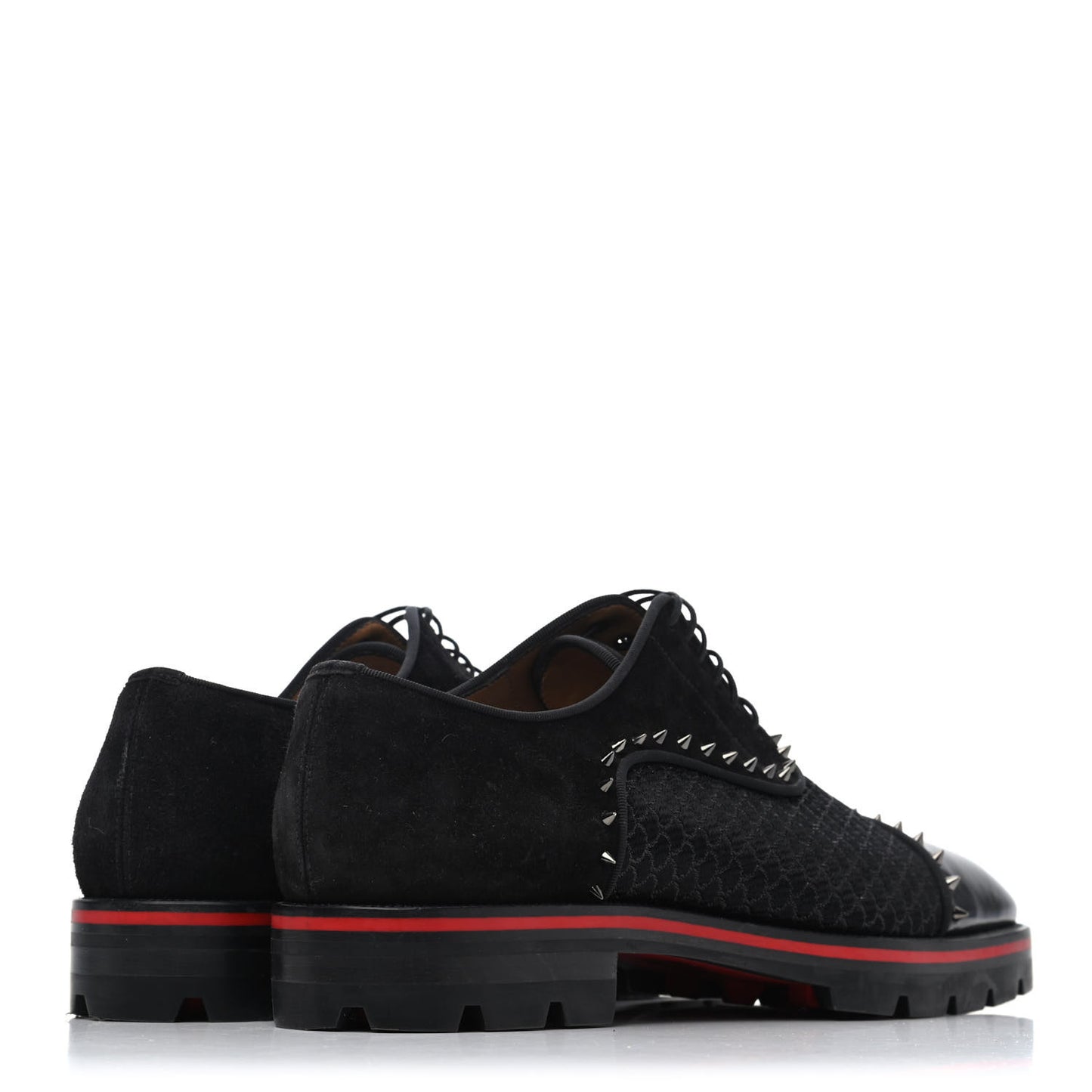 Suede Calfskin Spikes Champignac Mens Flat Oxfords 42 Black
