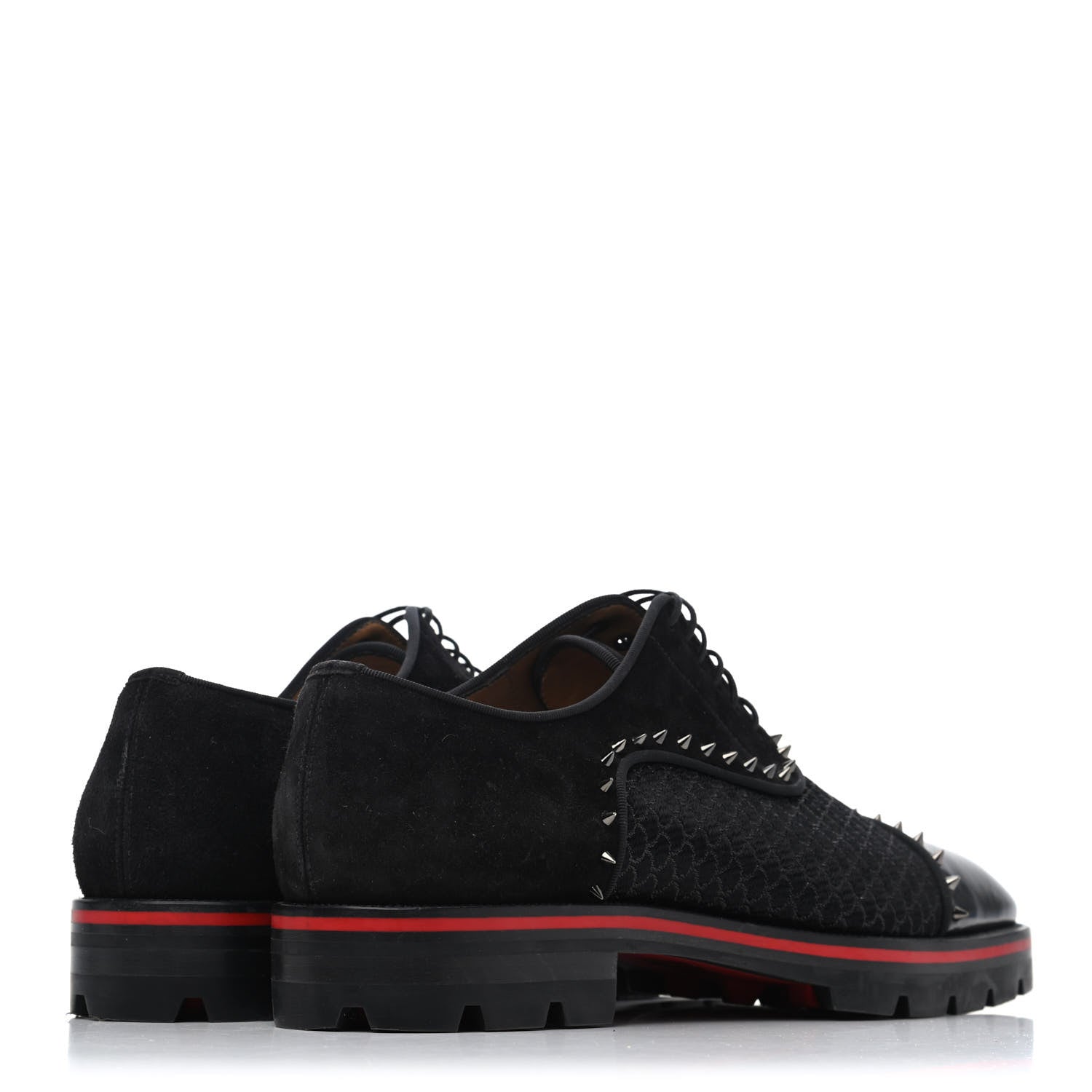 Christian Louboutin Suede Calfskin Spikes Champignac Mens Flat Oxfords 42 Black 3 of 4