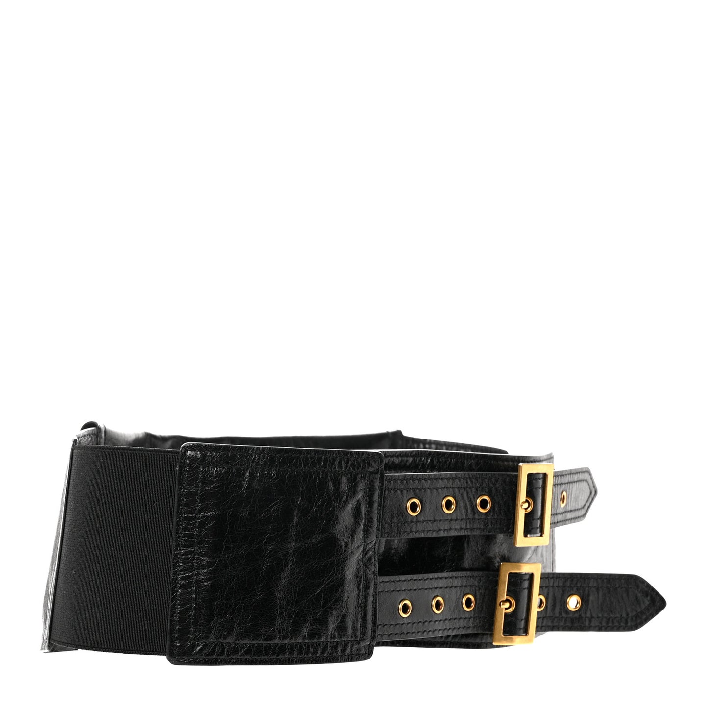 Crinkled Lambskin 135mm Saddle Belt Black