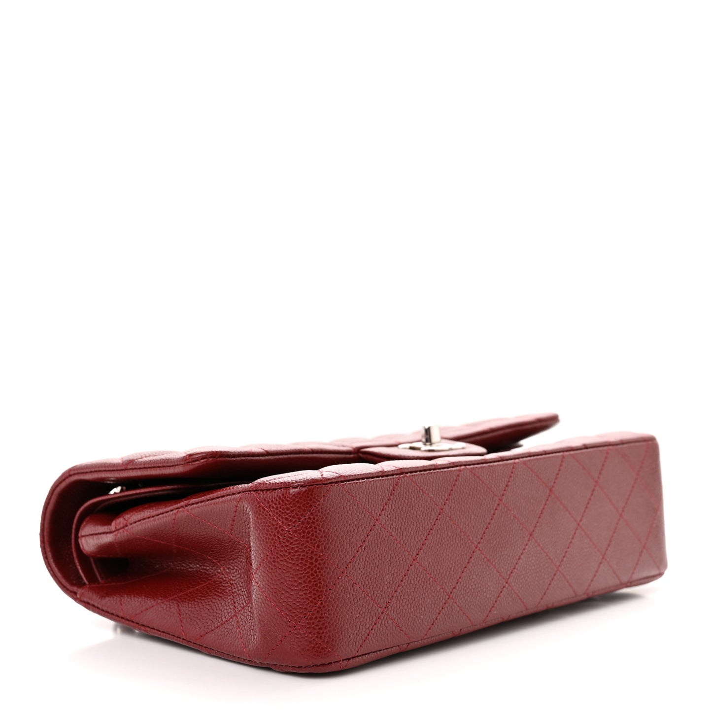 Caviar Quilted Medium Double Flap Dark Red