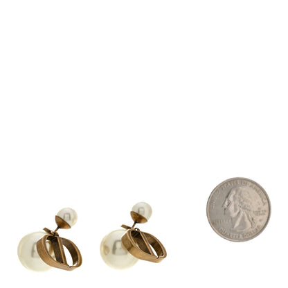 Christian Dior Pearl Logo Drop Earrings Gold 2 of 5