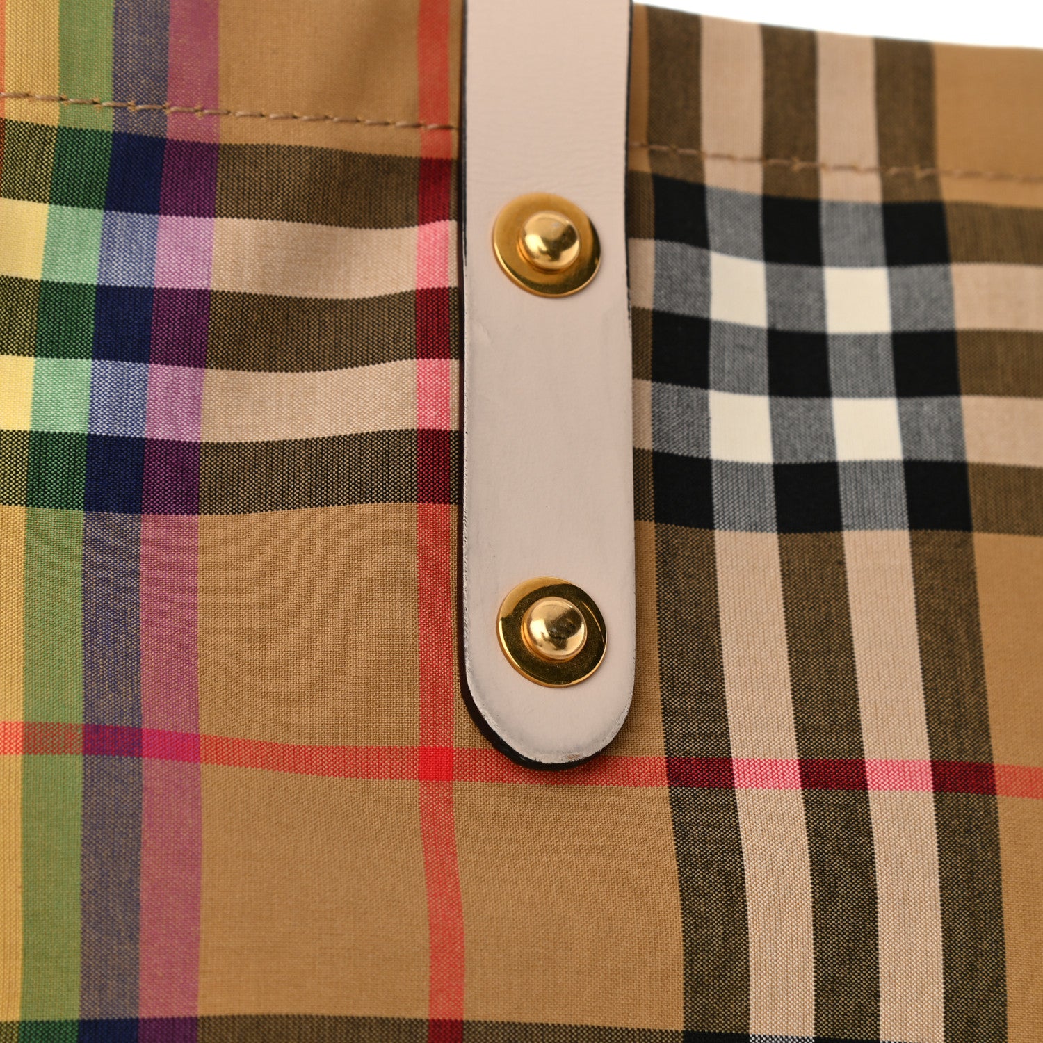 Burberry Vintage Rainbow Check Shopper Tote White 11 of 12
