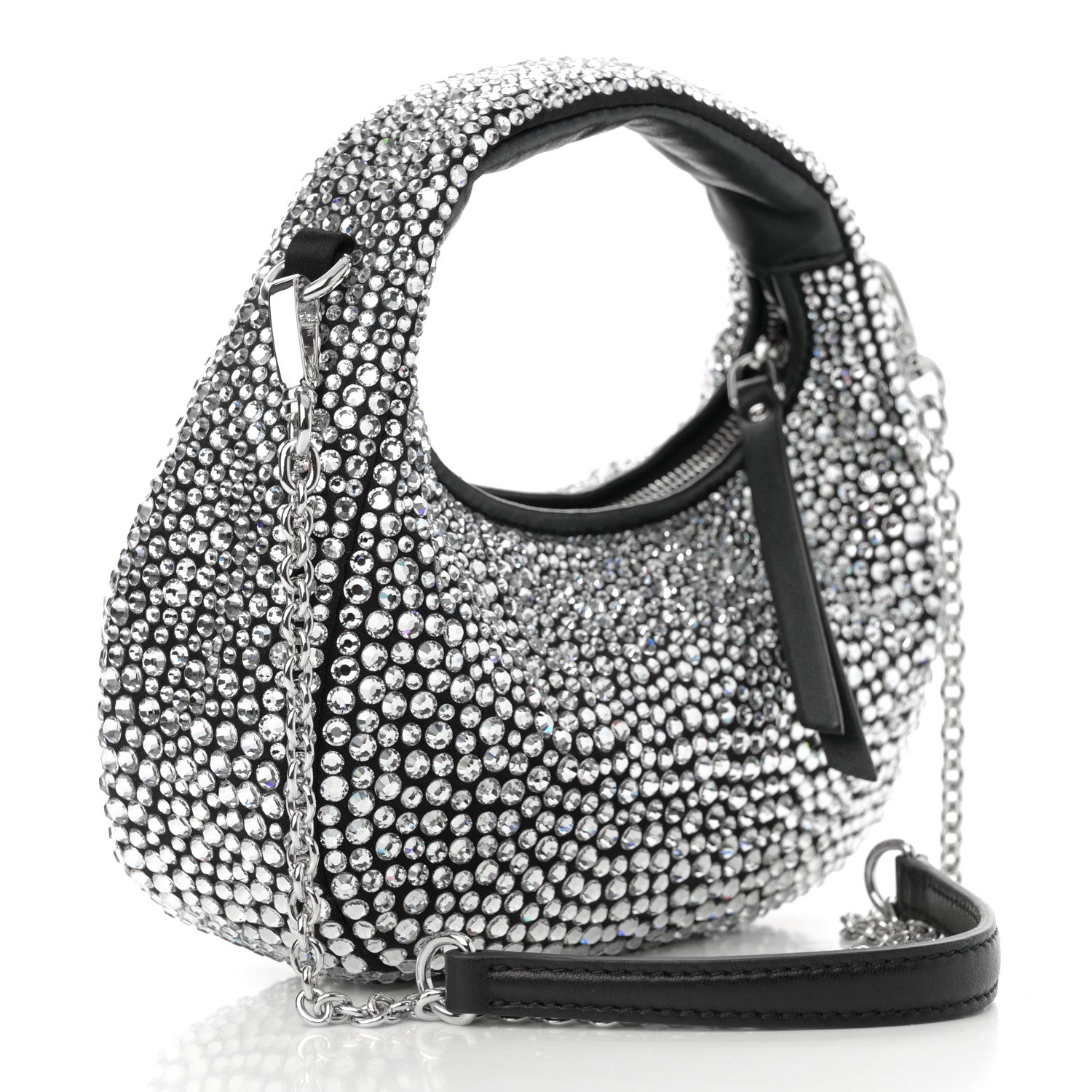 Miu Miu Crystal Silk Starlight Mini Wander Hobo Black 3 of 9