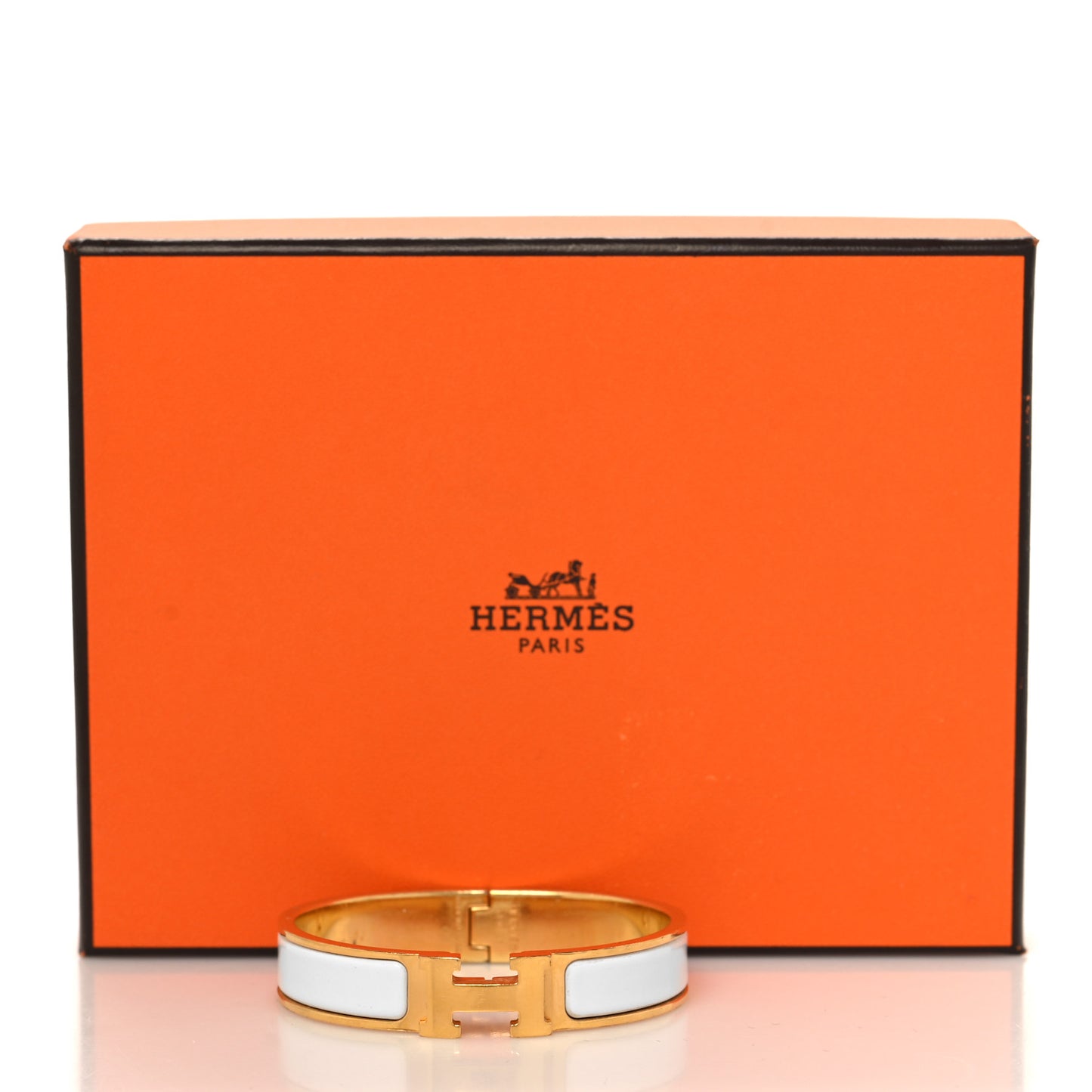 Enamel Narrow Clic Clac H Bracelet PM White