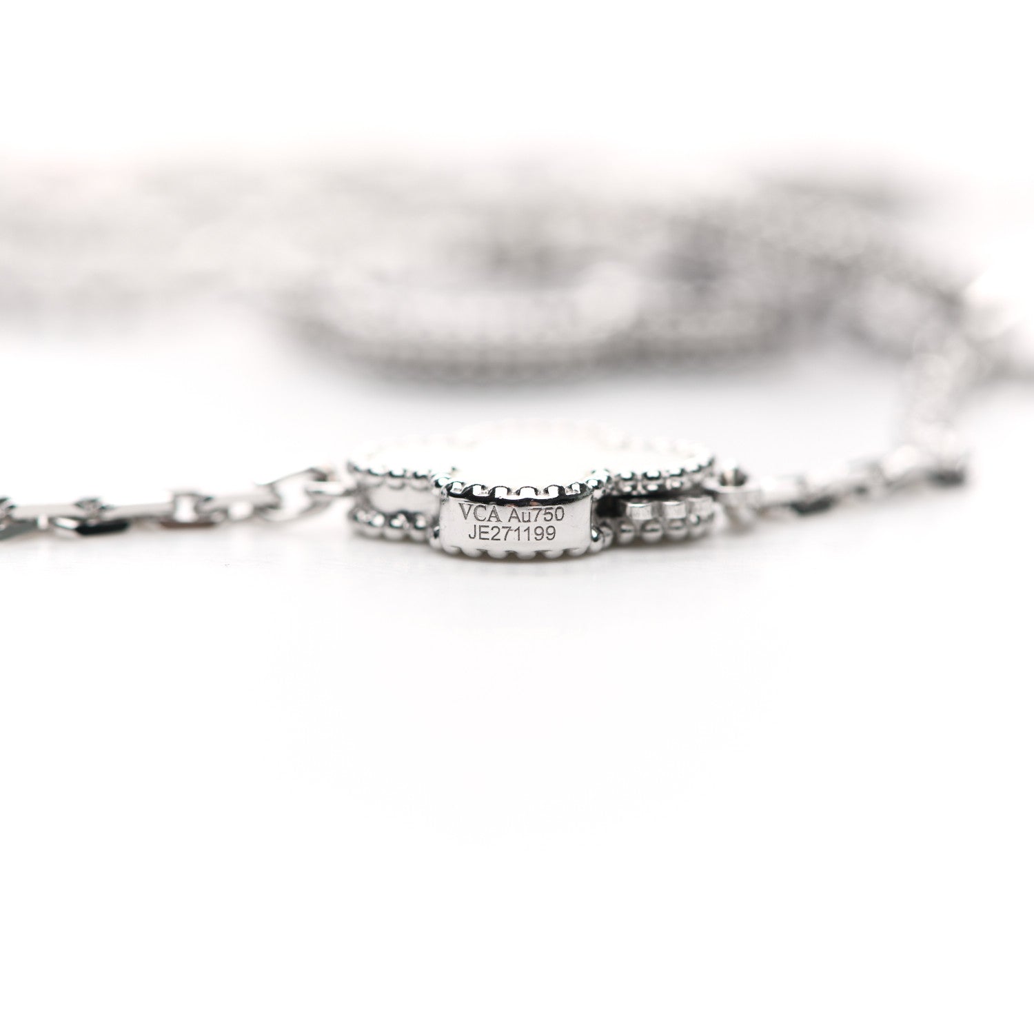 Van Cleef & Arpels 18K White Gold Mother of Pearl Chalcedony 16 Motifs Magic Alhambra Necklace 4 of 5