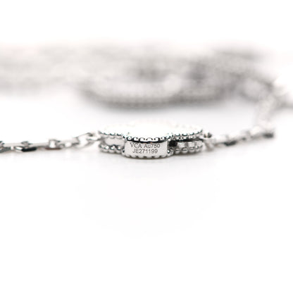 Van Cleef & Arpels 18K White Gold Mother of Pearl Chalcedony 16 Motifs Magic Alhambra Necklace 4 of 5