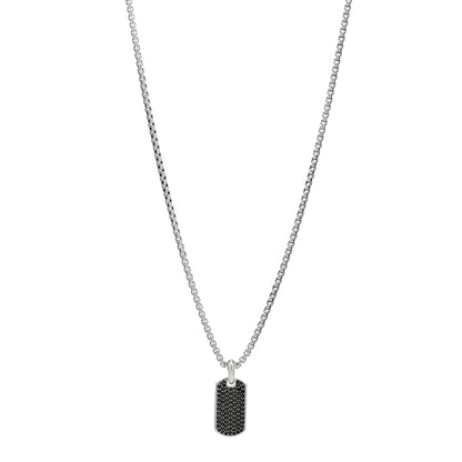 David Yurman Sterling Silver Black Diamond 29mm Streamline Pave Tag Pendant Necklace 1 of 5