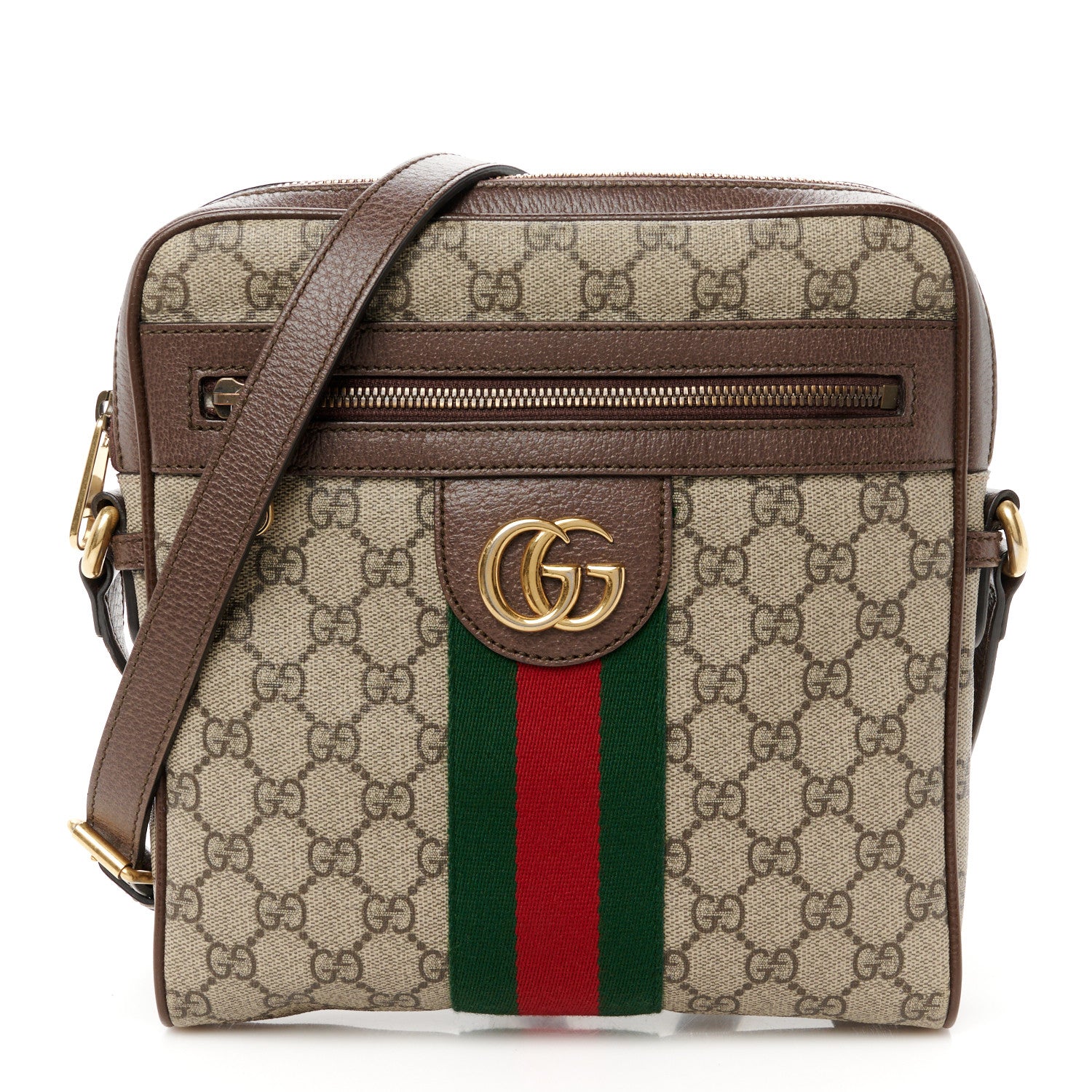 Gucci GG Supreme Monogram Web Small Ophidia Messenger Bag Brown 1 of 12