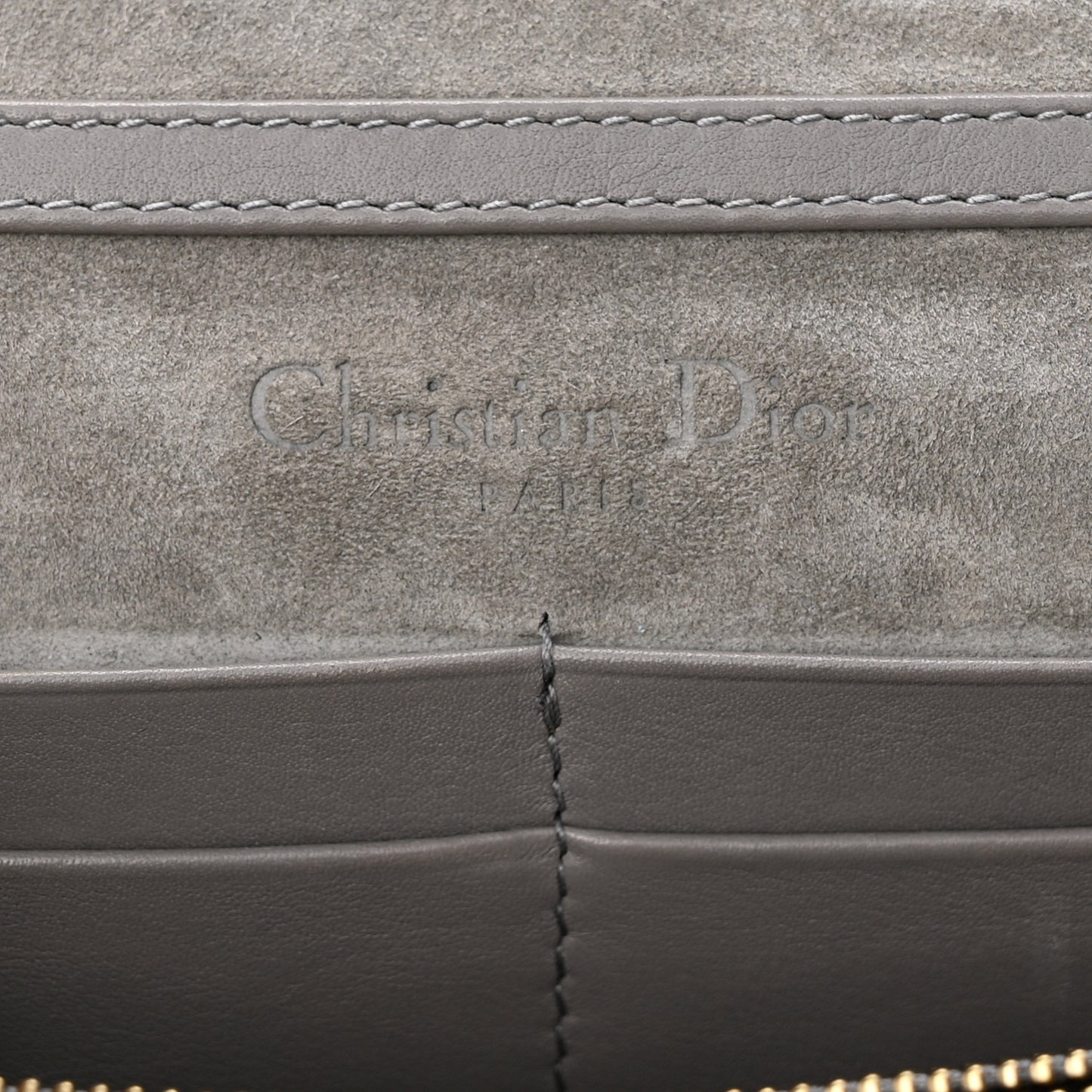 Calfskin J'Adior Wallet on Chain Pouch Grey