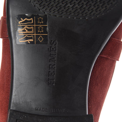 Hermes Veau Velours Dan Moccasin Loafers 44 Rouge Brique 6 of 9