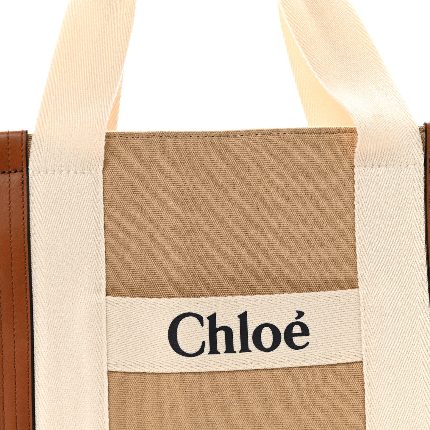 Cotton Calfskin Diaper Bag White Brown