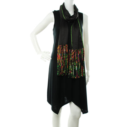 Hermes Silk La Danse du Cheval Marwari Fringe Stole Noir Brule Vert 3 of 5