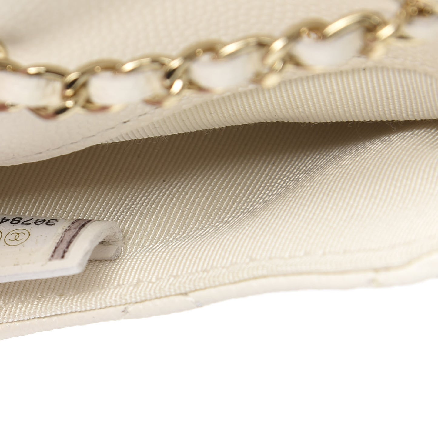 Caviar Quilted Flap Chain Waist Bag White