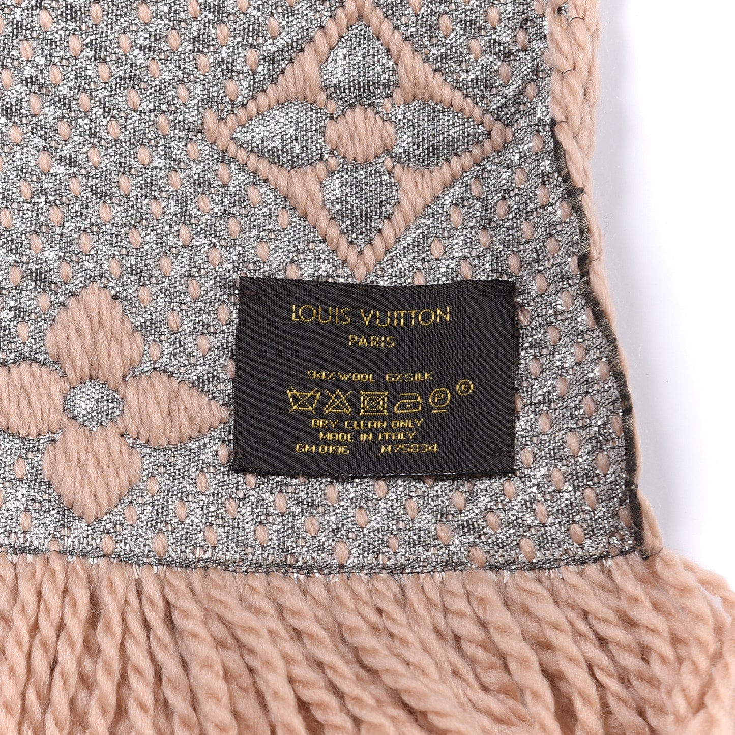 Wool Silk Logomania Shine Scarf Beige