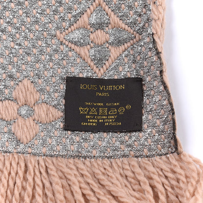 Louis Vuitton Wool Silk Logomania Shine Scarf Beige 4 of 4