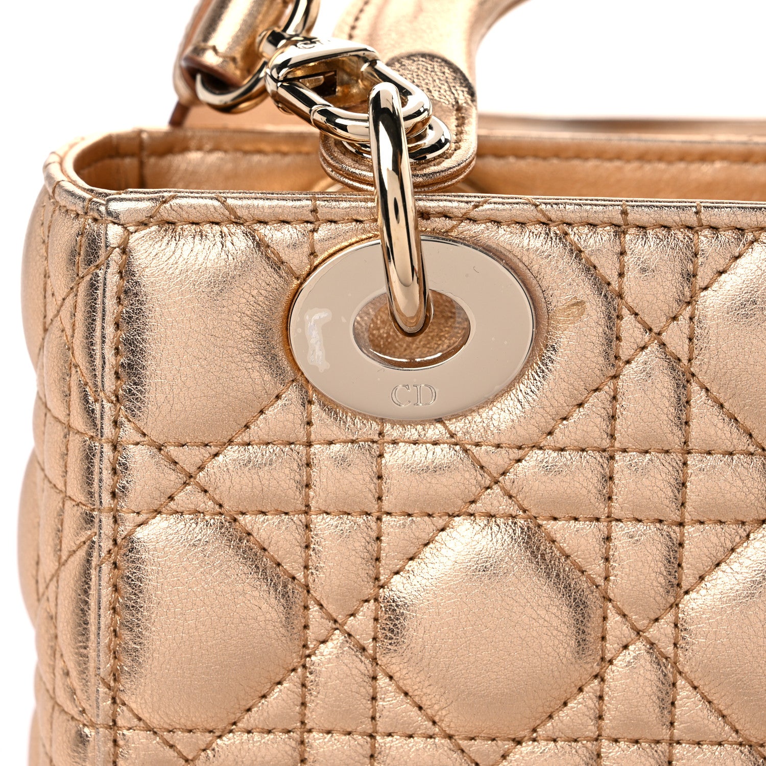 Christian Dior Metallic Calfskin Cannage Small My ABCDior Lady Dior Gold 11 of 14