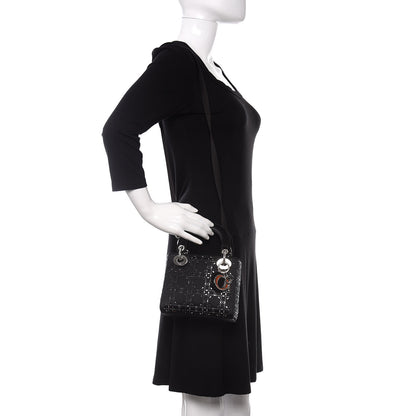 Christian Dior Satin Crystal Cannage Mini Lady Dior Black 2 of 10