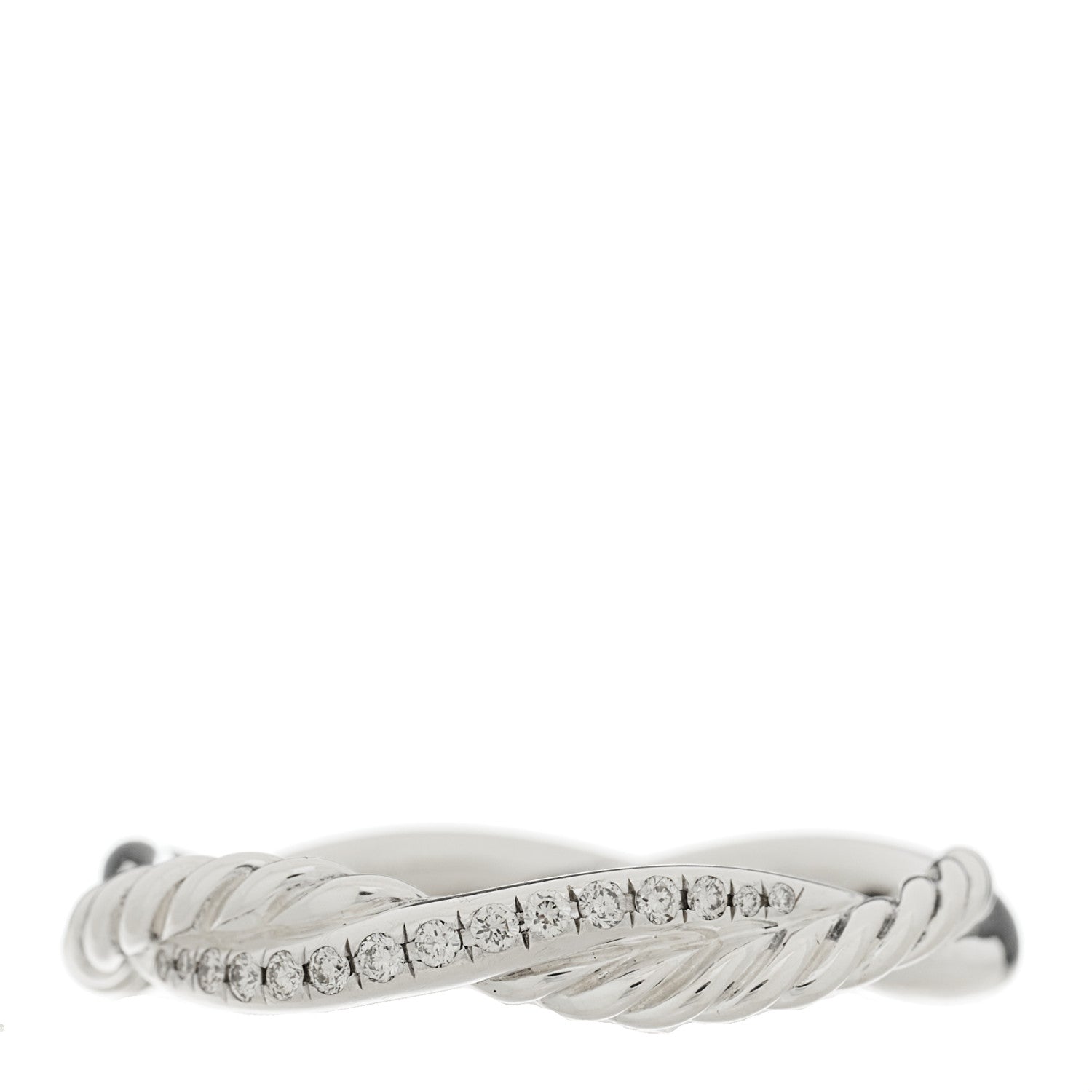 David Yurman Sterling Silver Diamond Petite Infinity Twist Ring 60 9 1 of 5
