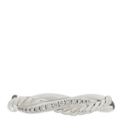 David Yurman Sterling Silver Diamond Petite Infinity Twist Ring 60 9 1 of 5