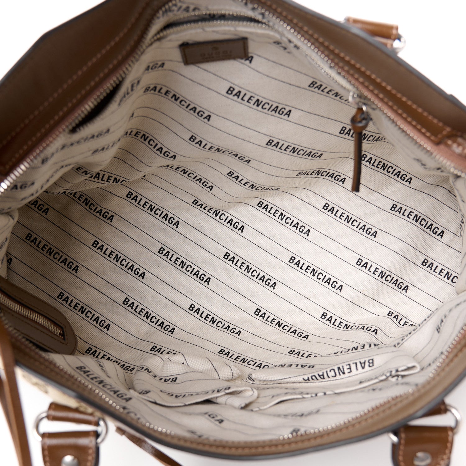 Balenciaga X GUCCI GG Monogram Azalea Calfskin Neo Classic Silver Hardware Medium City Beige Ebony Brown Sugar 5 of 10
