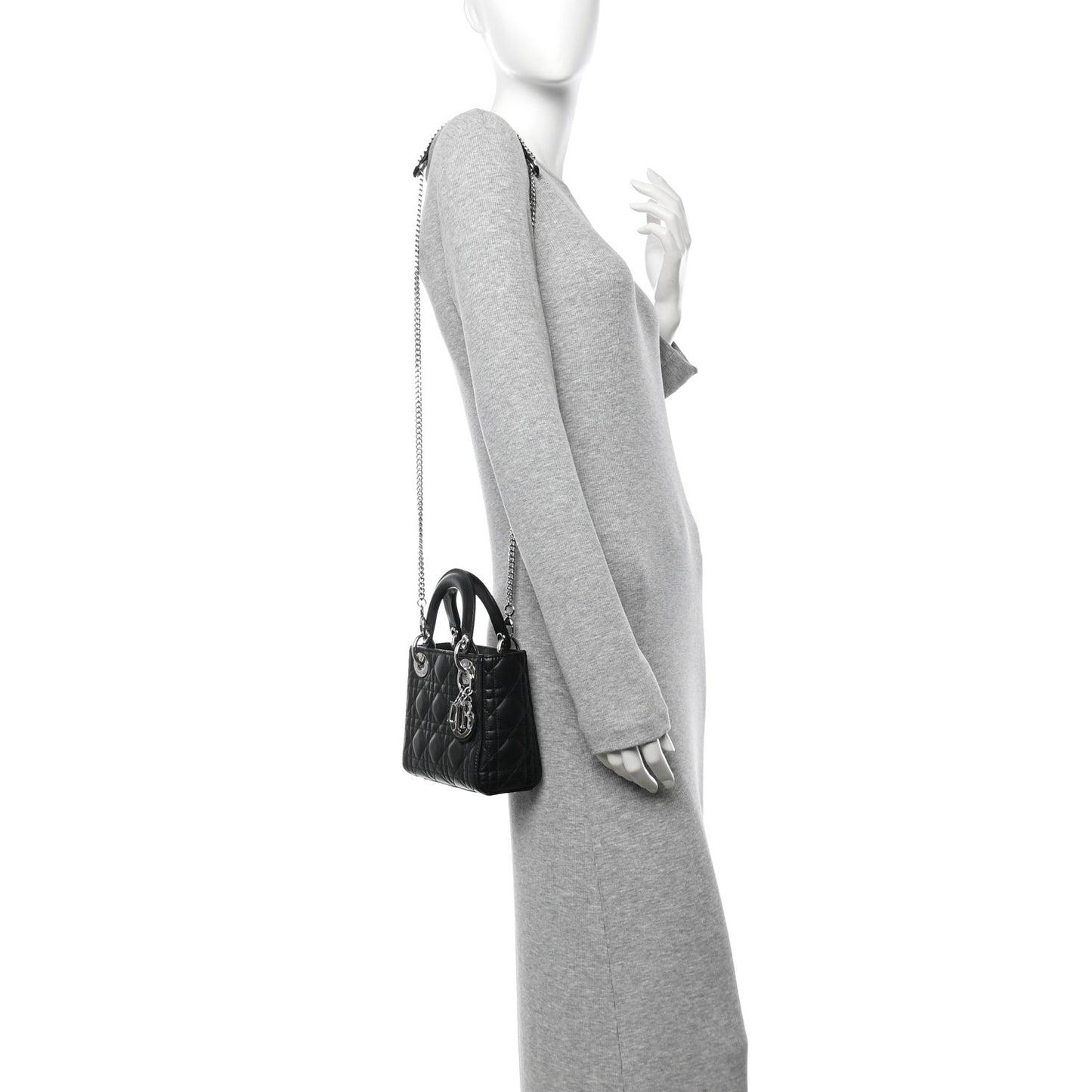 Lambskin Cannage Mini Lady Dior Black